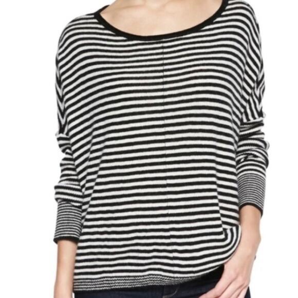 ANGORA WOOL Sweater Alice + Olivia Size M BLACK WHITE French Scoop Minimalist - Picture 1 of 13